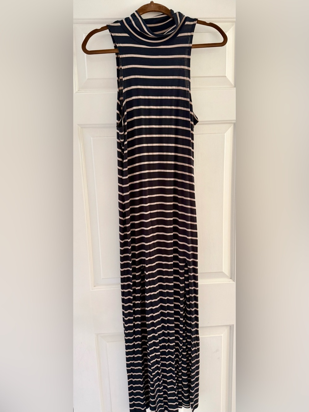 Striped Sleeveless Maxi Dress in Black and Cream